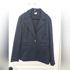 CAbi Dark Blue Plaid Suit Set. Blazer Size Medium /Pants Size 6